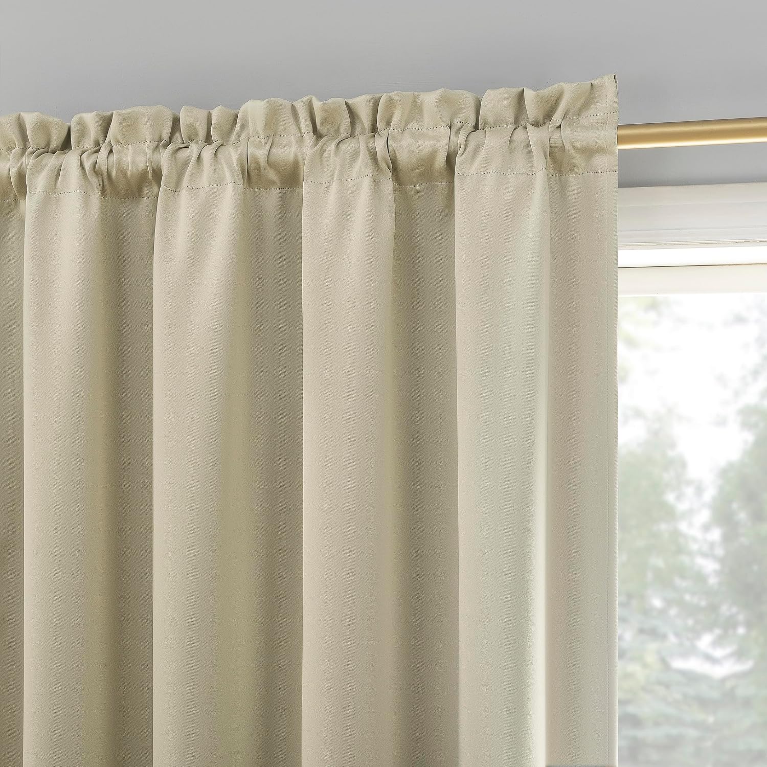 Sun Zero Oslo Theater Grade Extreme 100% Blackout Rod Pocket Curtain Panel, 52" x 84", Cream