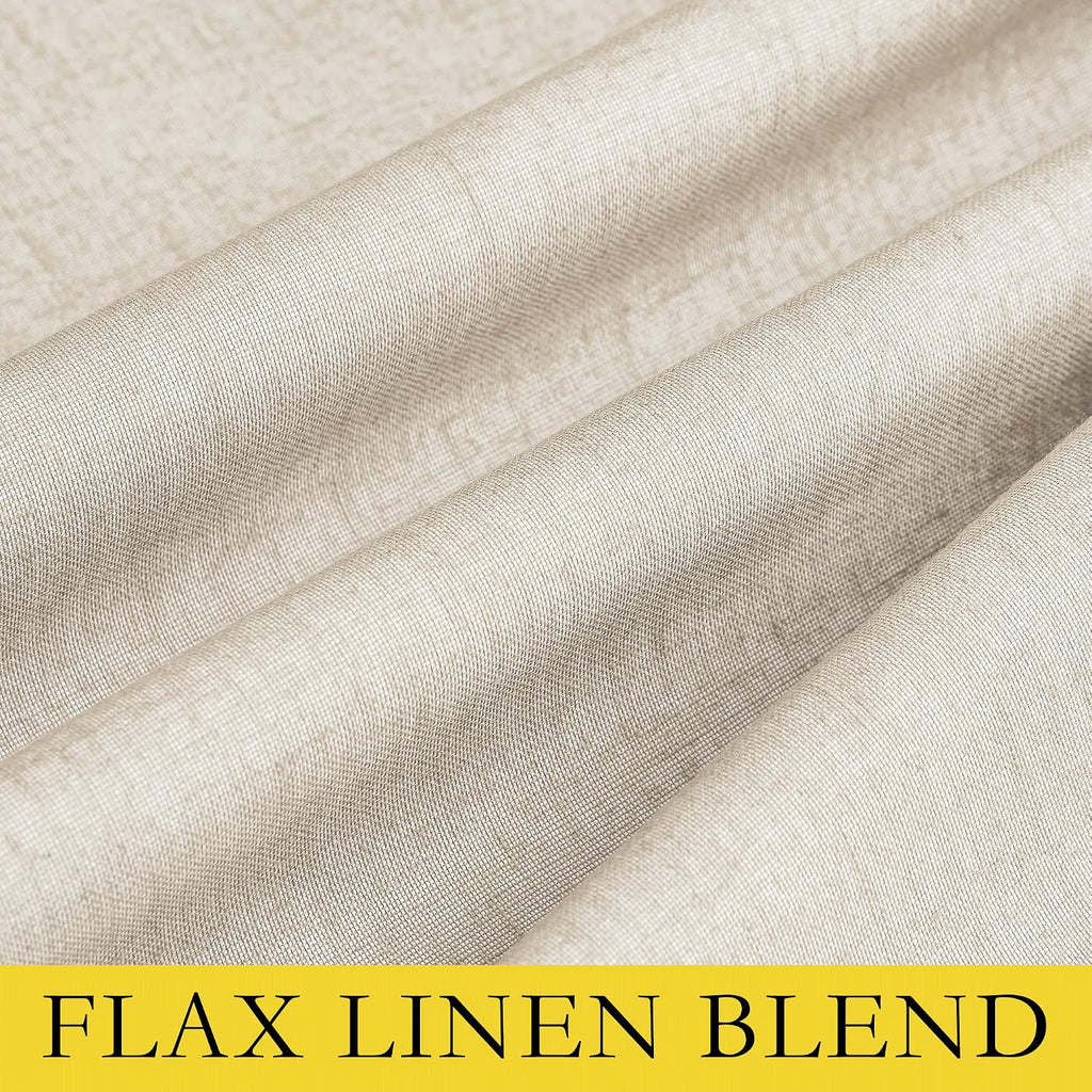 NICETOWN 100% Absolutely Blackout Linen Curtains with Thermal Insulated White Liner, 52" W, 2 PCs, Beige, 120" Long Drapes Sweep The…