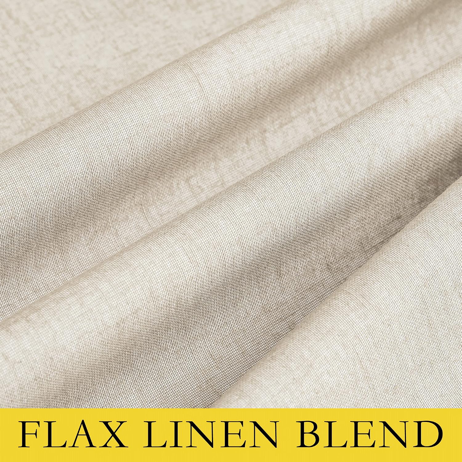 NICETOWN 100% Absolutely Blackout Linen Curtains with Thermal Insulated White Liner, Beige, 52" Wide by 48" Long, 2 Pieces, Anti-Rust…