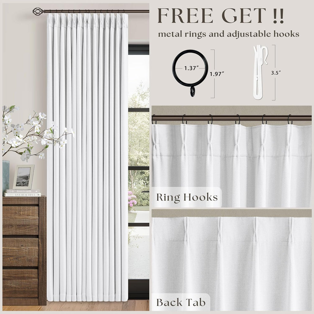Twodrapes Pinch Pleated Blackout Curtains 102 Inches Long for Bedroom 100% Black Out Thick Linen Dual Layer Pinch Pleat Drapes with Back Ta…