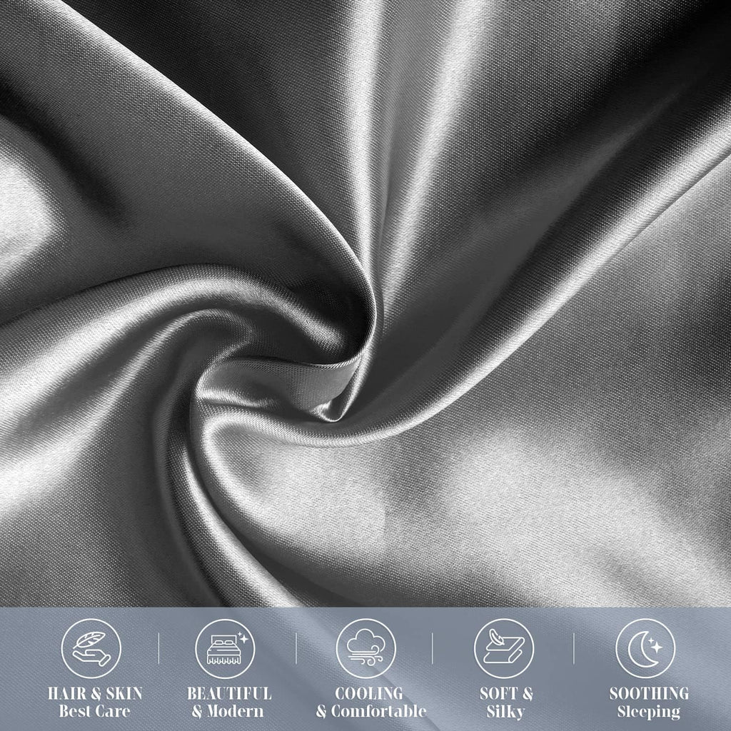 Elegantcomfort Elegant Comfort 6-Pack Standard/Queen Viscose Satin Pillowcase Set with Hidden Zipper Closure, Silky Smooth for Hair and Ski…