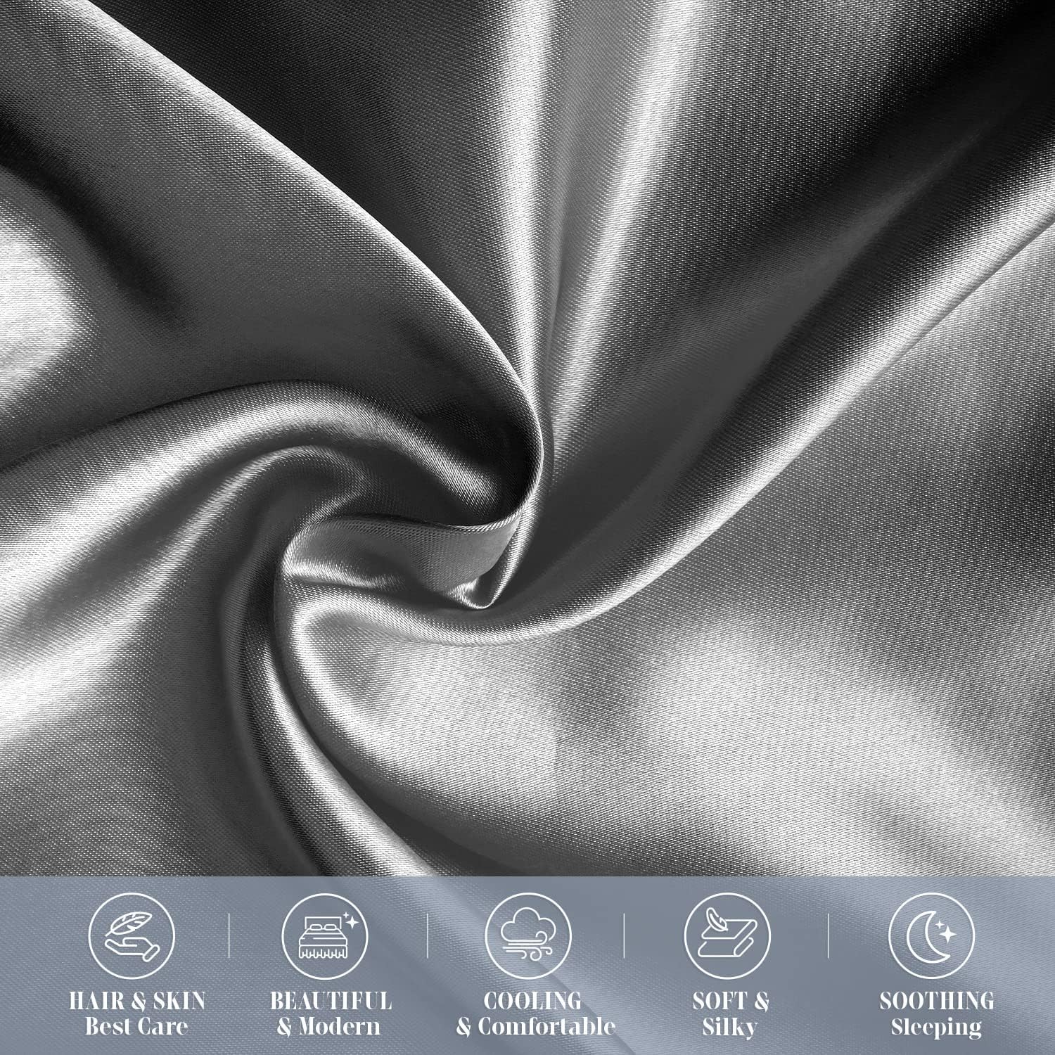Elegantcomfort Elegant Comfort 6-Pack Cooling Viscose Satin Pillowcase Set with Hidden Zipper Closure, Silky Smooth for Hair and fabric…