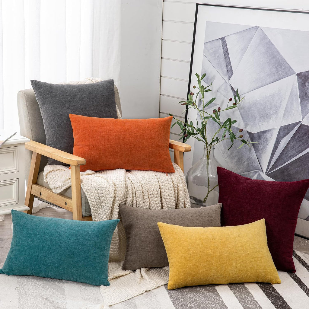 Gawamay Decorative Chenille Throw Pillow Covers 26x26 Inch Pack of 2, Soft Square Couch Pillow Cover for Sofa Cushion Living Room Bedroom S…