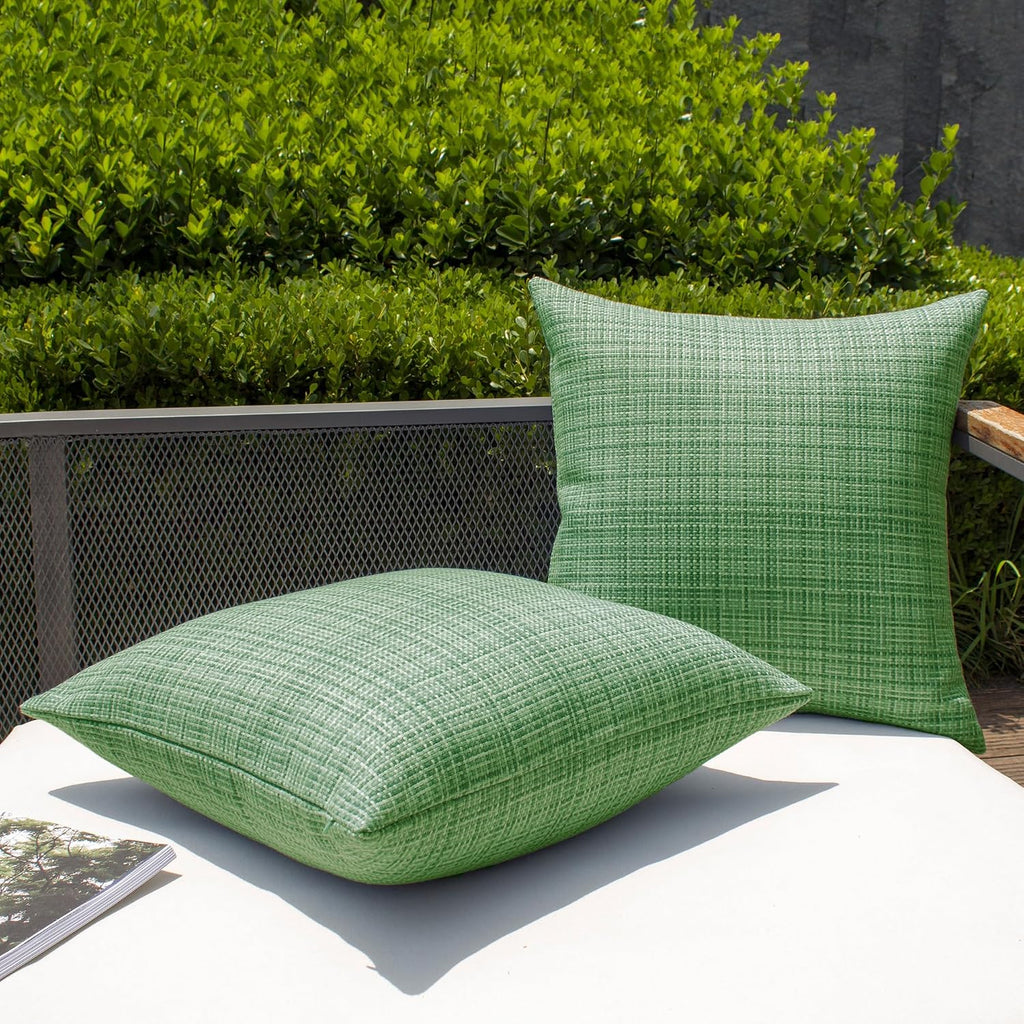 Kevin Textile Pack of 2 Spring Decorative Outdoor Waterproof Throw Pillow Covers Stripe Square Pillowcases Modern Cushion Cases for Patio…