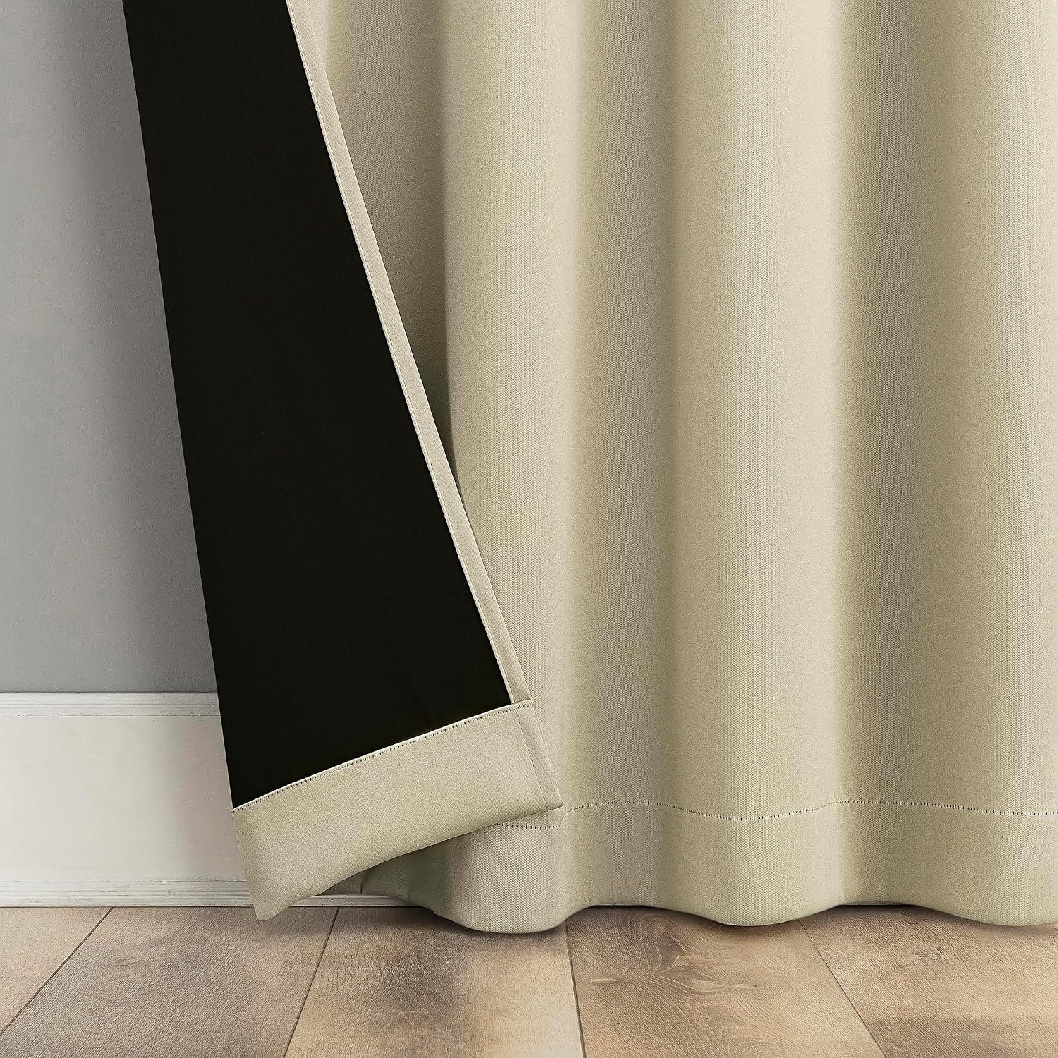Sun Zero Oslo Theater Grade Extreme 100% Blackout Rod Pocket Curtain Panel, 52" x 63", Cream