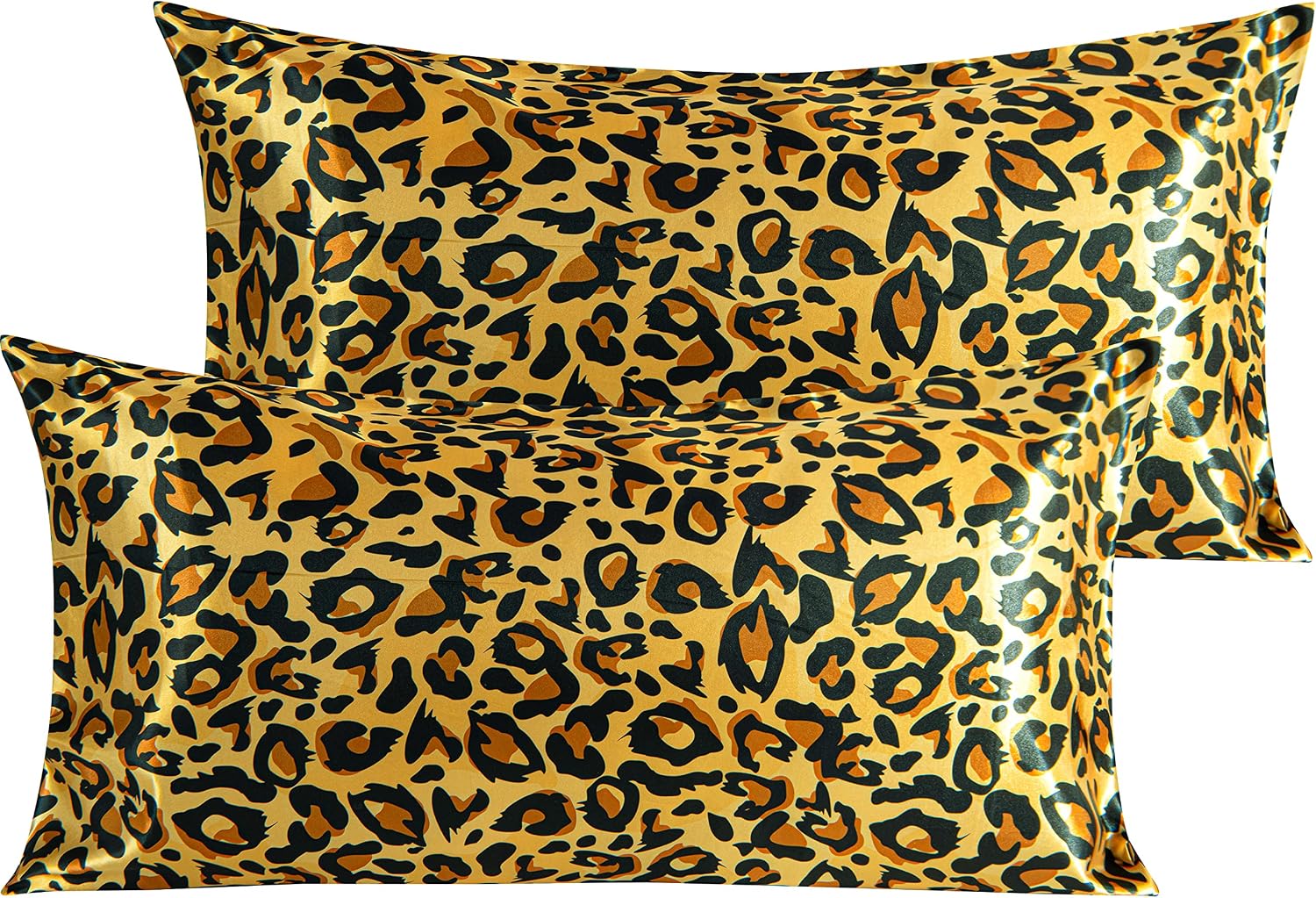 Ntbay 2 Pack Satin King Pillowcases for Hair and Skin, Luxurious and Silky Leopard Printed Pillow Cases with Envelope Closure, 20x36 Inches…