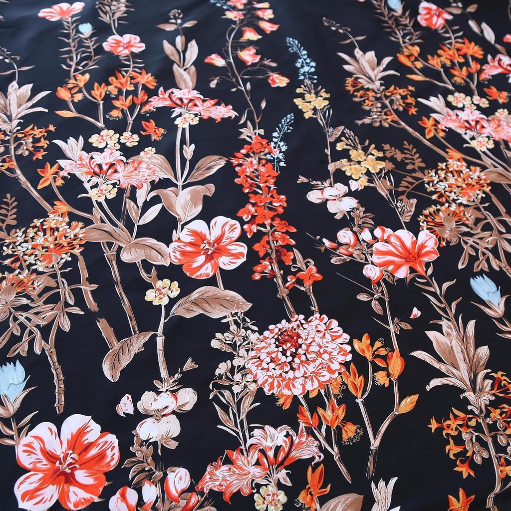 Mag 2 Pack Floral Pillowcases Queen Size 20"x30", Black Pillow Covers with Pink Botanical Flowers, Soft Microfiber Bedroom Pillow Shams for…