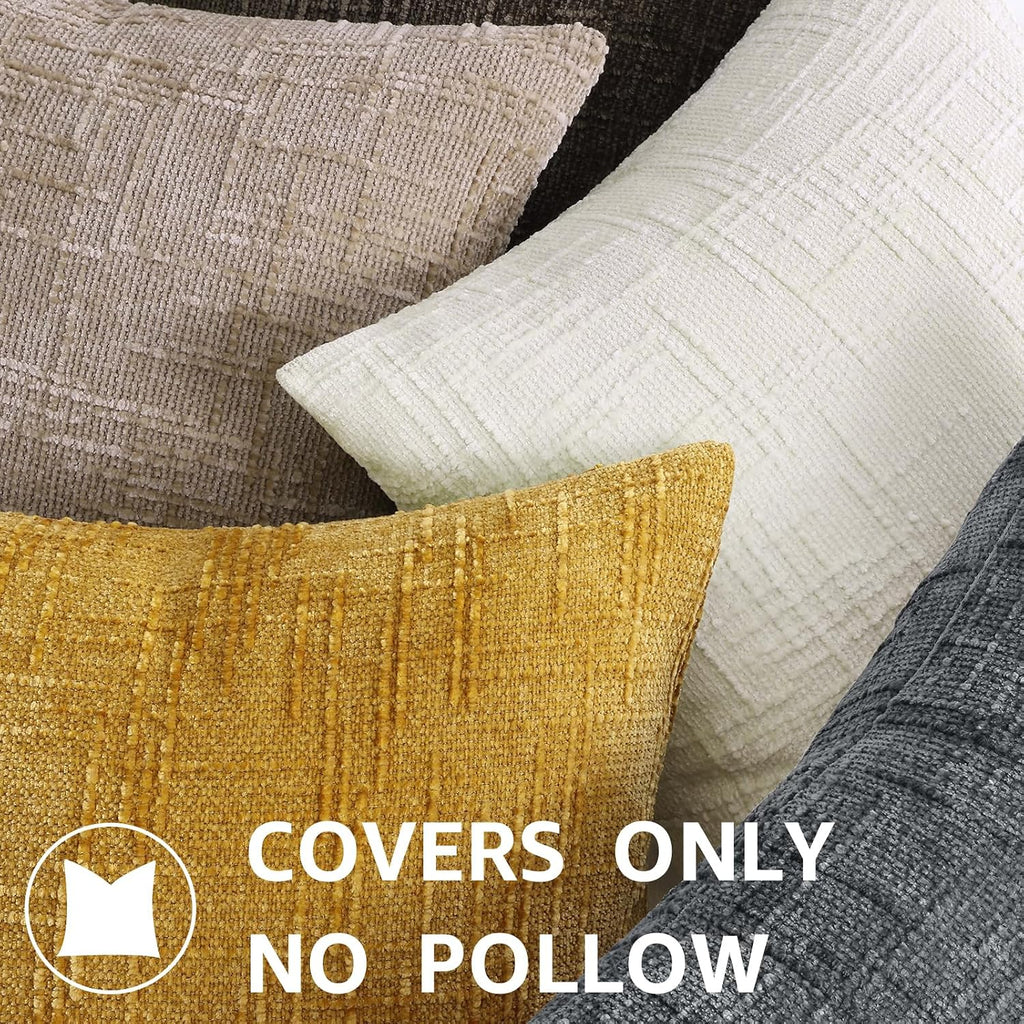 decorUhome Oatmeal Chenille Throw Pillow Covers 16x16 Set of 2 Textured Soft Cozy Slubby Couch Pillow Covers Modern Farmhouse Boho Decorati…
