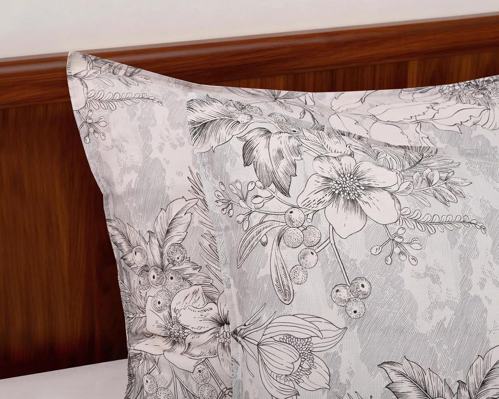Chuffed 100% French Linen Pillow Cases Sketch Floral Print, Farmhouse Floral Stone Washed Pillow Shams with Envelope Closure Soft Breathabl…