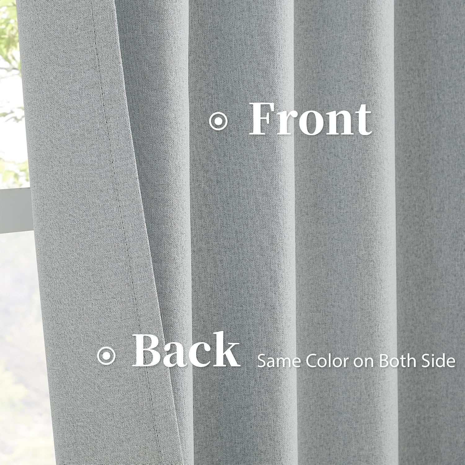 Keqiaosuocai Blackout Linen Curtains Grey, Full Shade Complete Light Blocking Drapes 90 Inches Long, Heat Saving Energy Efficient Sound Dea…