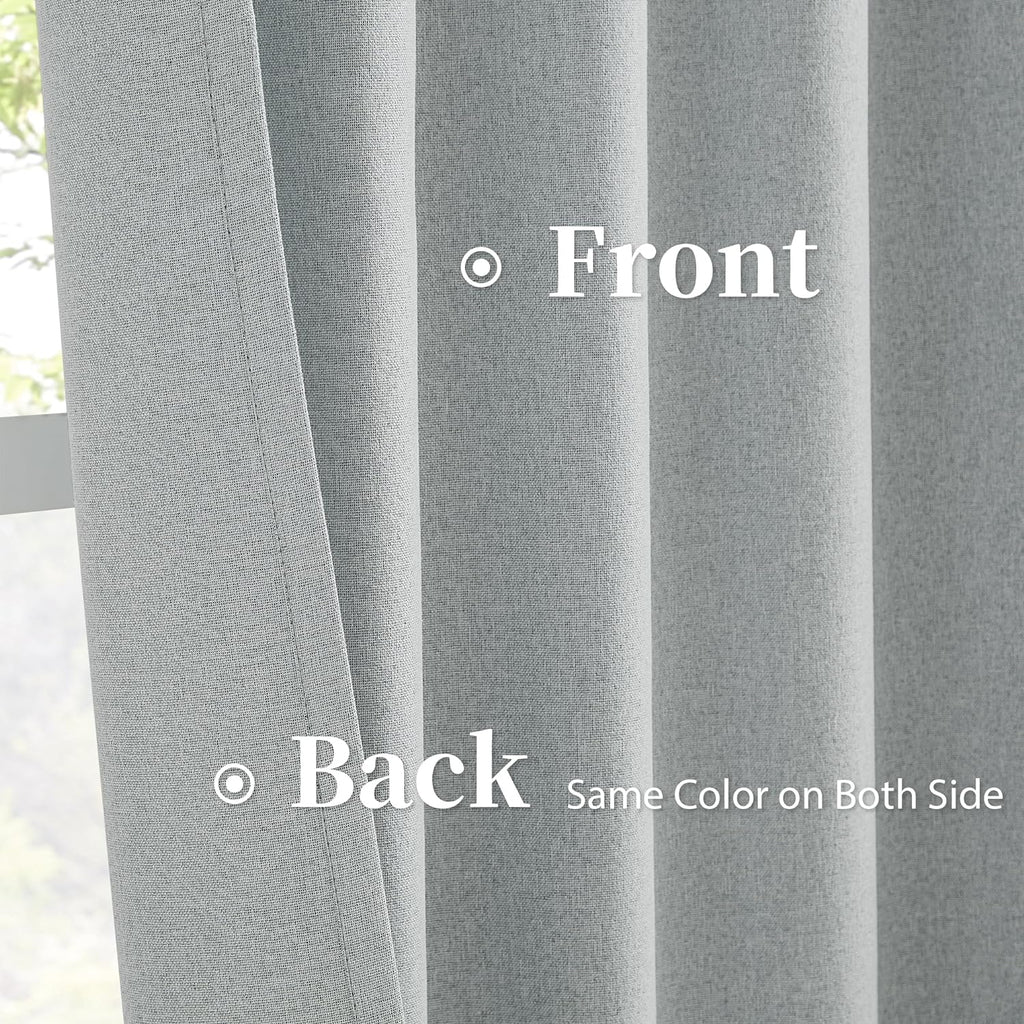 Keqiaosuocai Linen Blackout Curtains 63 Inches Long, Back Tab Rod Pocket Hook Belt Boho Farmhouse Heat and Full Light Blocking Curtain Pane…