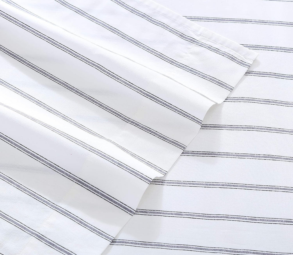 StoneCottage Stone Cottage - Twin Sheets, Cotton Percale Bedding Set, Crisp & Cool Ideal Bedding Set (Trenton Stripe Grey, Twin) Cotton Grey