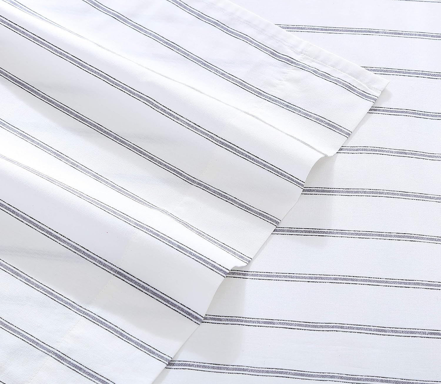 StoneCottage Stone Cottage - Full Sheets, Cotton Percale Bedding Set, Crisp & Cool Ideal Bedding Set (Trenton Stripe Grey, Full) Cotton Grey