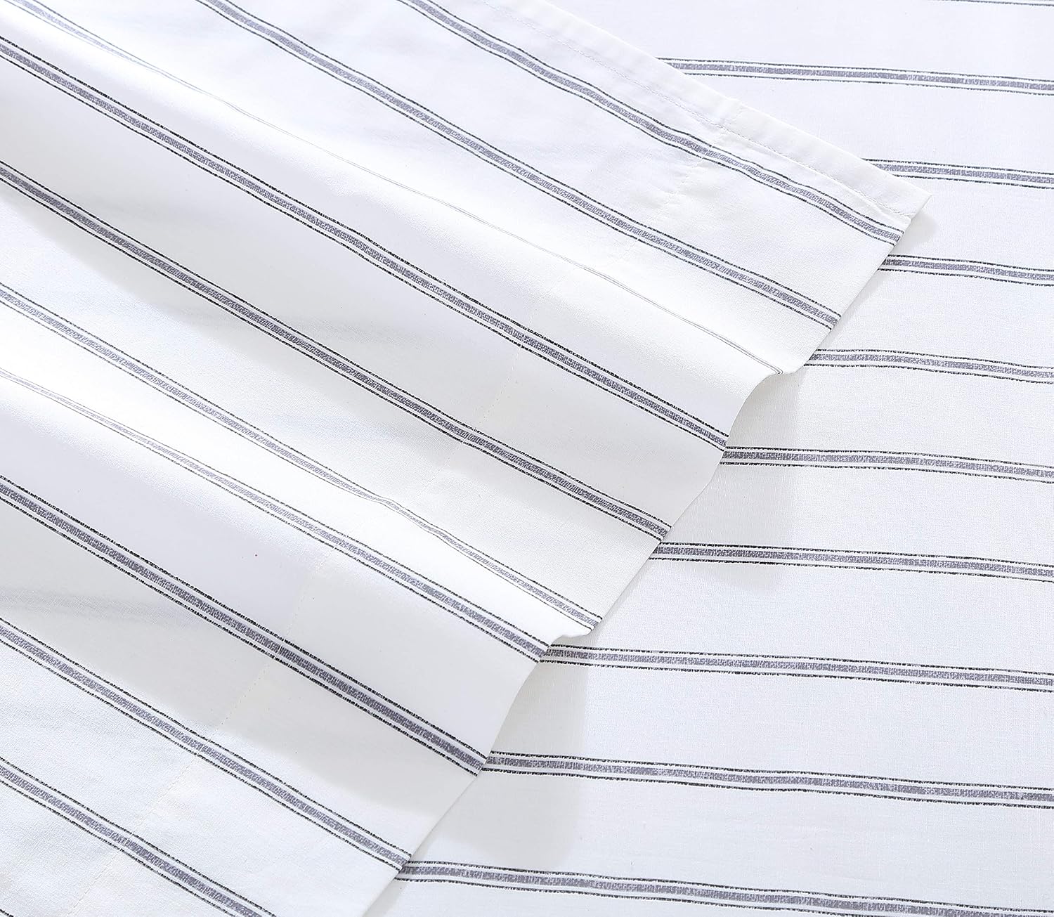 StoneCottage Stone Cottage - King Sheets, Cotton Percale Bedding Set, Crisp & Cool Ideal Bedding Set (Trenton Stripe Grey, King) Cotton Grey