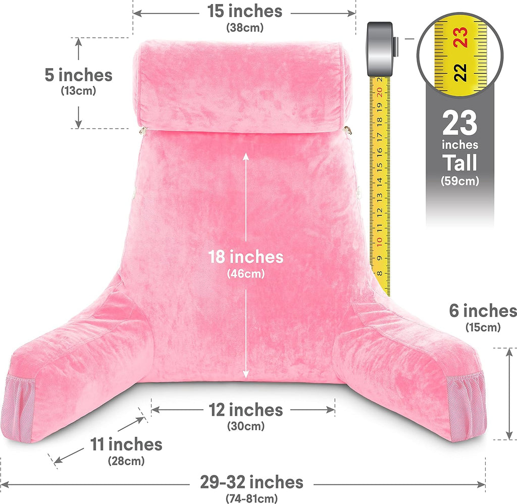 HusbandPillow Husband Pillow Medium Reading Pillow with Arms - 23" Backrest for Sitting Up in Bed - Firm Support Bed Rest Pillow for Adults…