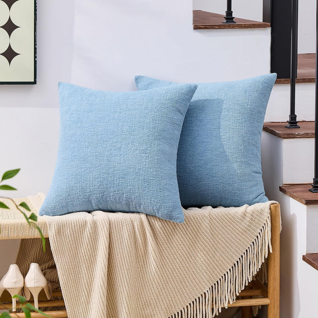 Gawamay Set of 2 Soft Textured Chenille Throw Pillow Covers 24x24 Inch (60x60 CM), Decorative Pillowcases Cushion Covers for Farmhouse Home…