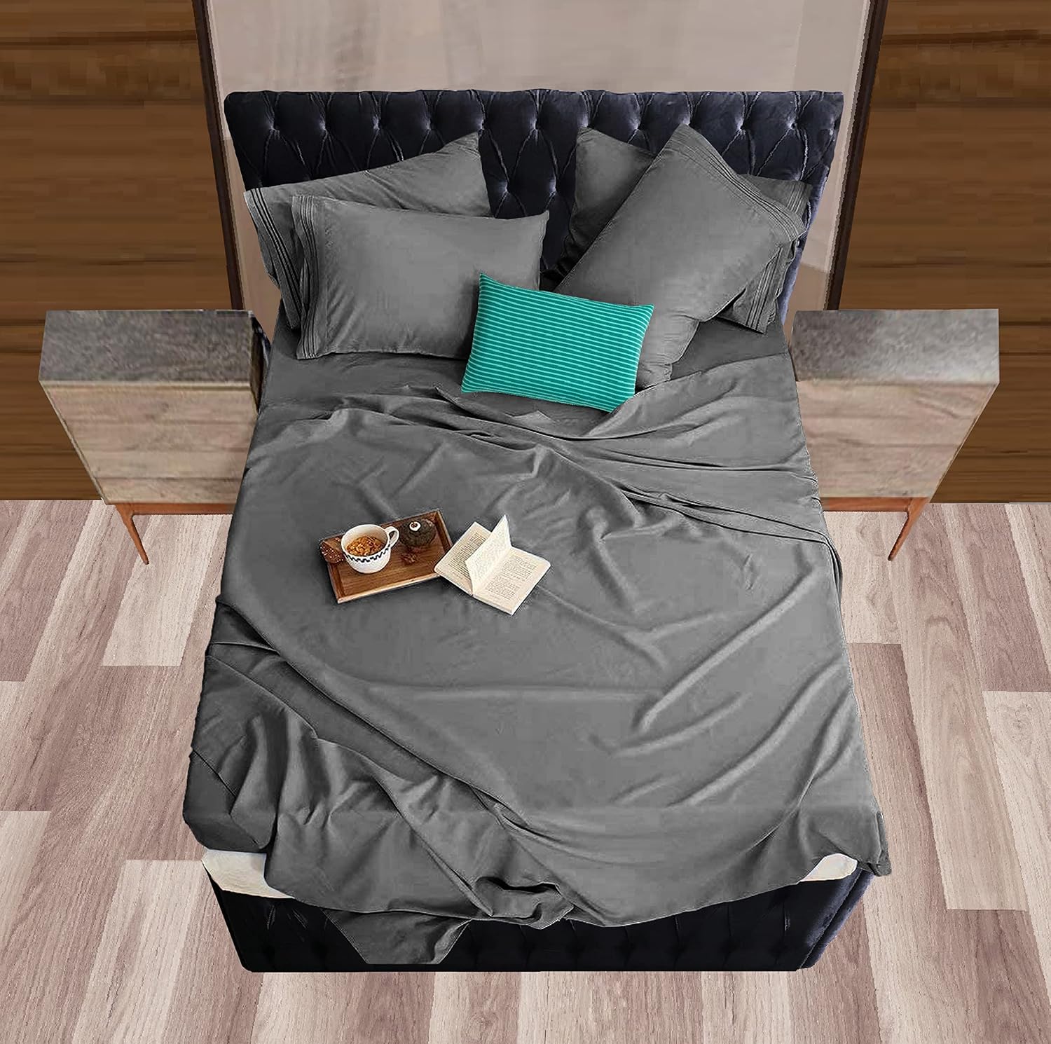 MocassiLuxuryBedding Mocassi King Sheet Set - Luxury Hotel 1800 Premier Bedding Sheets & Pillowcases - Ultra Soft Breathable & Cooling Bed…