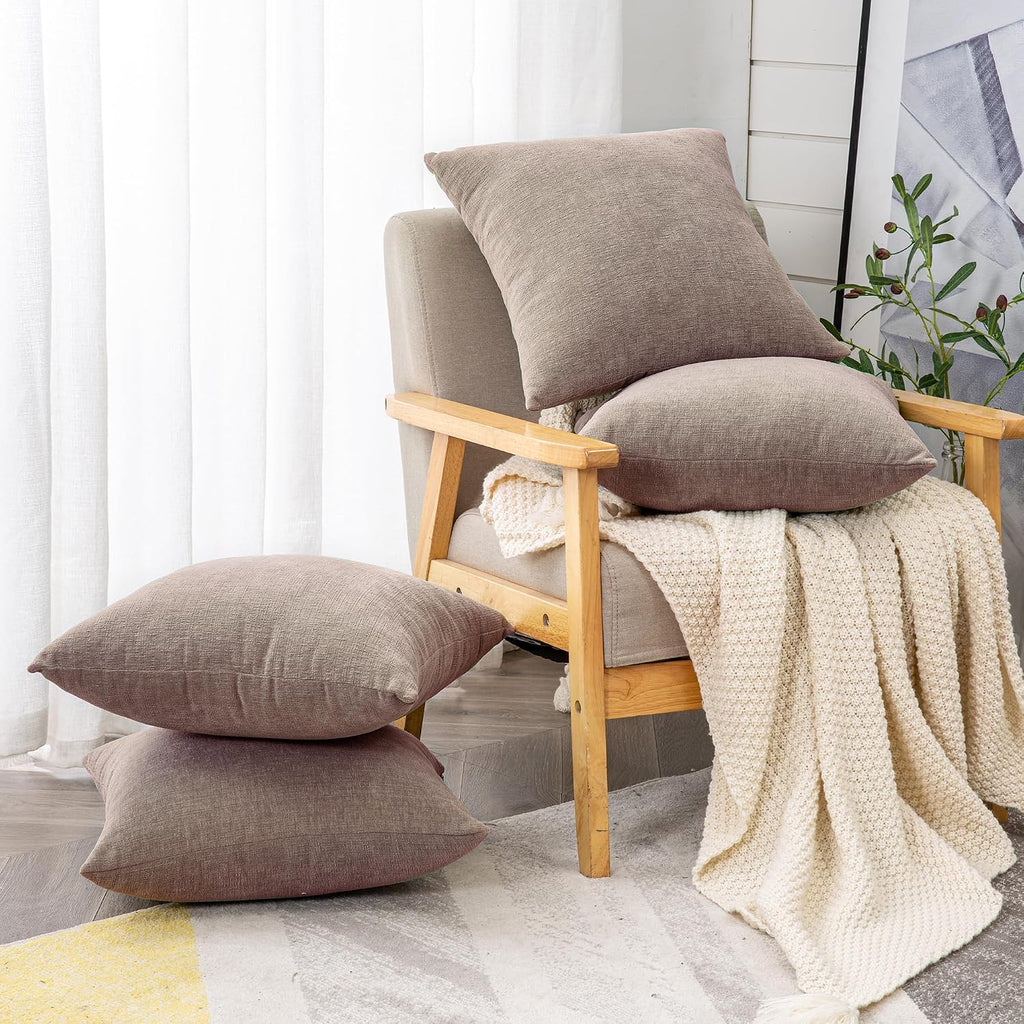 Gawamay Decorative Square Throw Pillow Covers 18"x18" Inch Set of 4, Super Soft Chenille Pillows Cover Fall Pillowcase for Living Room Bedr…