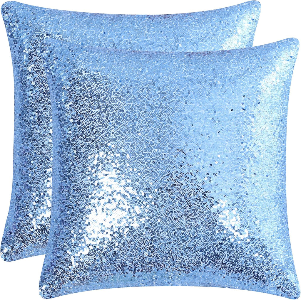 uxcell 2 Pcs Sequin Throw Pillow Covers, Shiny Sparkling Comfy Satin Cushion Covers, Decorative Pillowcases for…