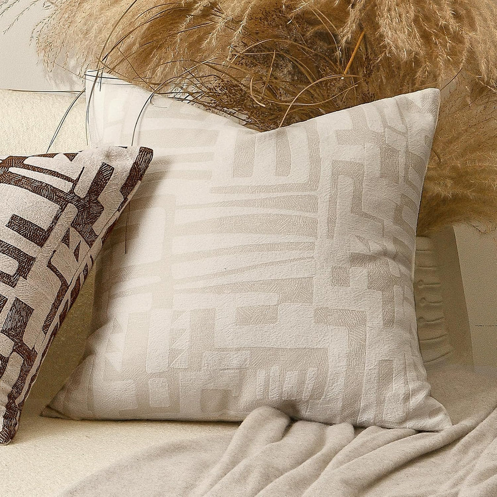 Aibuhome Throw Pillow Cushion Cover 18x18 inches, Double Sided Modern Geometric High Density Jacquard Polyester Pillow Covers for Sofa, Bed…