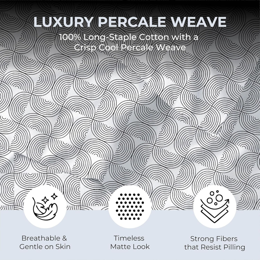 Full Size Fitted Sheet with 18" Deep Pockets, Flat Sheet - Percale Weave Natural - Breathable 100% Cotton Bedding, 1 Fitted Sheet + 1…