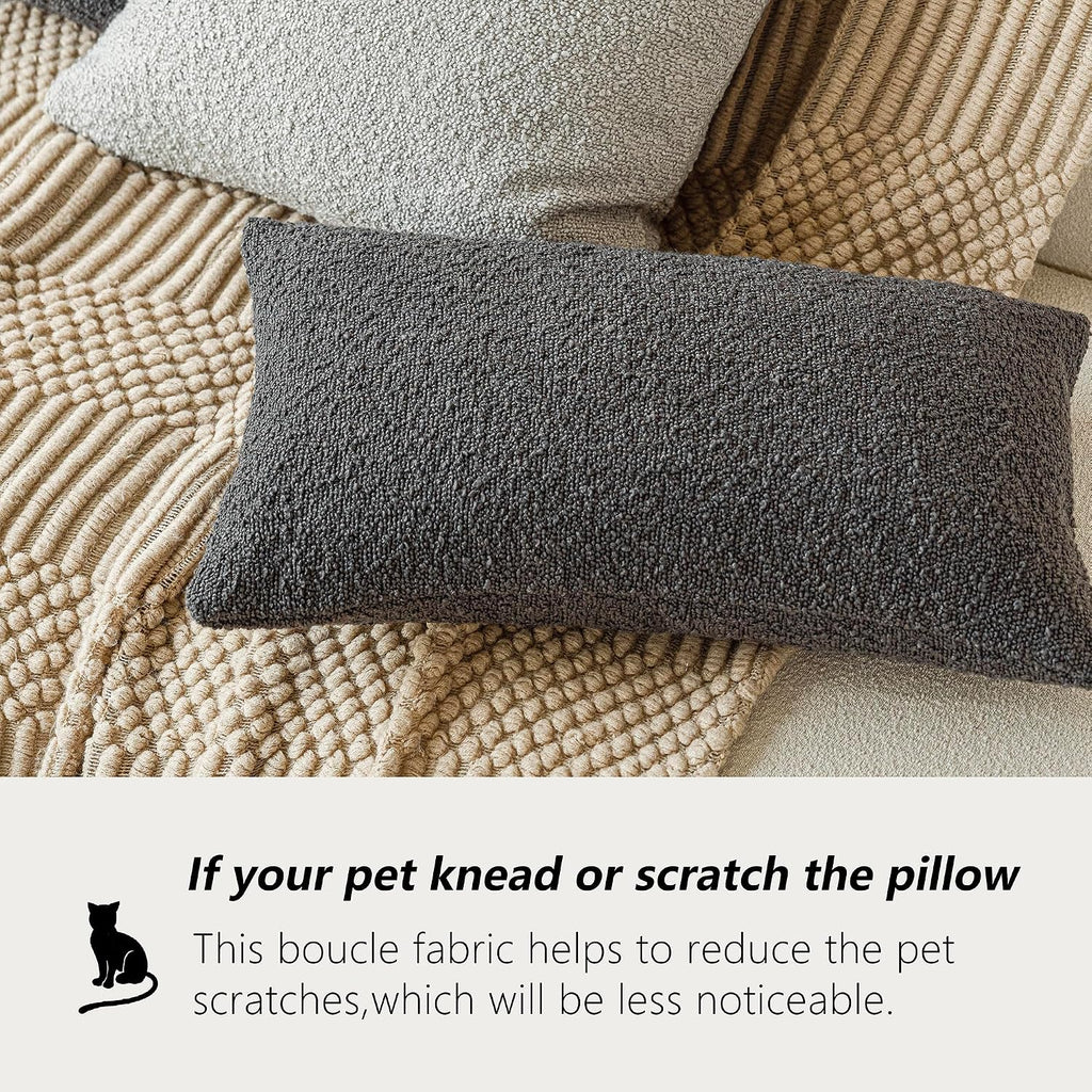 Foindtower Textured Boucle Throw Pillow Covers Accent Solid Lumbar Pillow Cases Cozy Soft Decorative Couch Cushion Case for Chair Sofa…