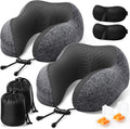ExploreBliss Travel Pillow, 2 Pack Travel Pillows for Sleeping Airplane, Removable Cover Neck Pillow with Adjustable Clasp, Memory Foam Nec…