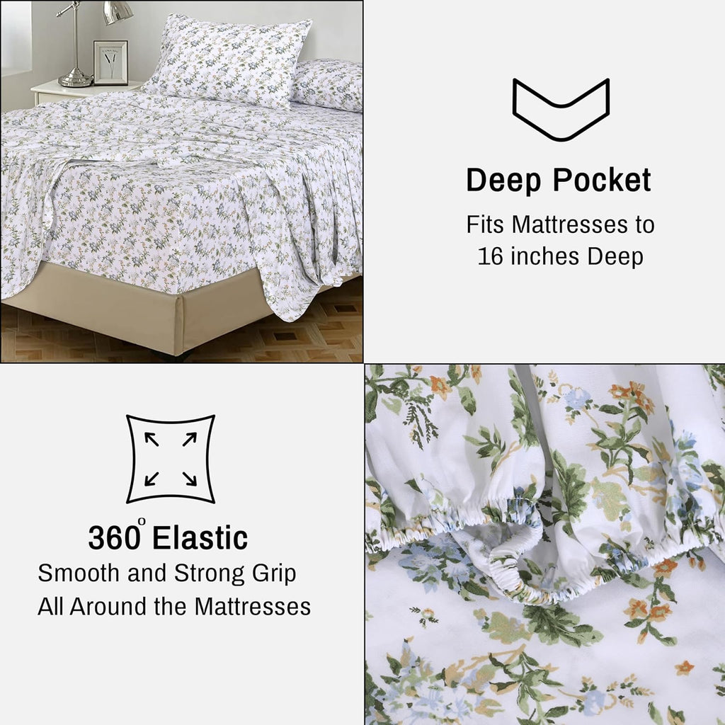 Ruvanti 100% Cotton Percale Sheets Full Size – Crisp Cooling Bed Sheets for Hot Sleepers, Deep Pocket 16”, Soft Breathable & Durable Hotel-…