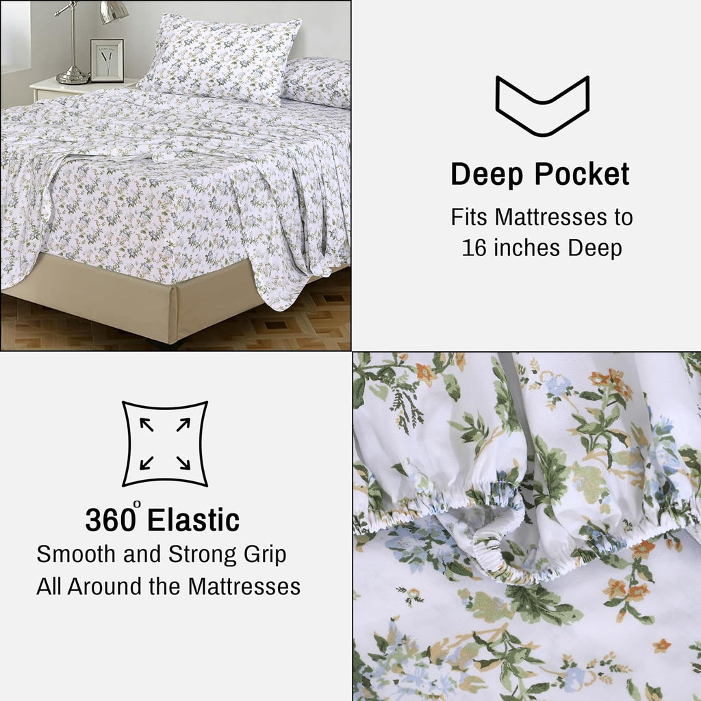 Ruvanti 100% Cotton Percale Sheets Twin XL Size – Crisp Cooling Bed Sheets for Hot Sleepers, Deep Pocket 16”, Soft Breathable & Durable Hot…
