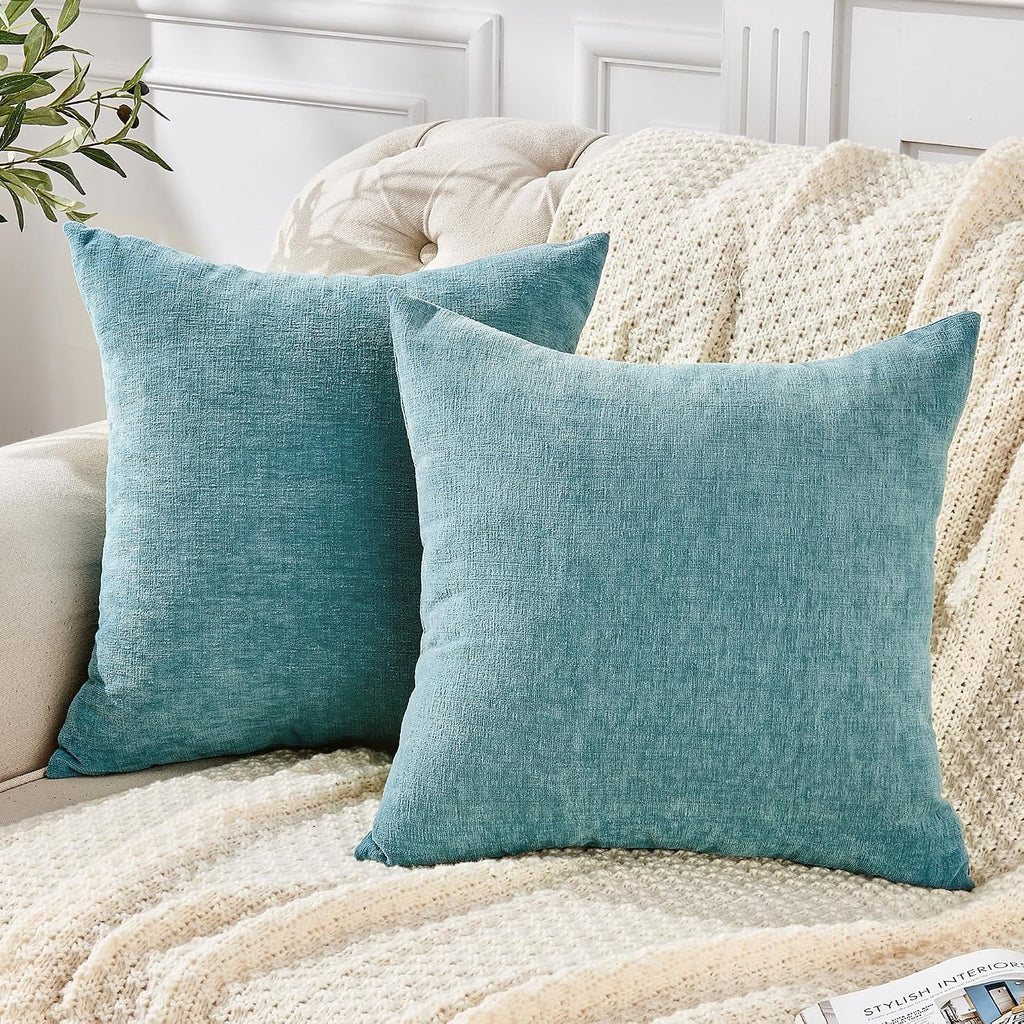 Gawamay Decorative Chenille Throw Pillow Covers 26x26 Inch Pack of 2, Soft Square Couch Pillow Cover for Sofa Cushion Living Room Bedroom O…