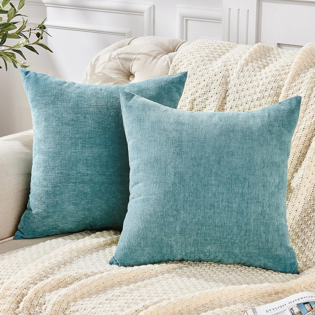 Gawamay Decorative Square Throw Pillow Covers 20"x20" Inch Set of 2, Super Soft Chenille Pillows Farmhouse Fall Pillowcase for Living Room…