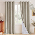 Nicetown 100% Blackout Linen Curtains 96 inches Long, White Liner Composite Grommet Thermal Drapes Casual Home Decor Window Treatments for…