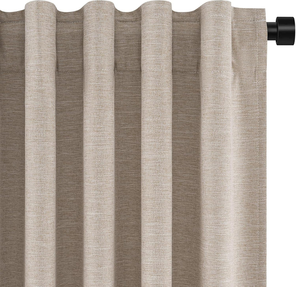 Topfinel 72 Inch Long Black Out Linen Boho Curtains for Living/Bedroom 2 Panels Set Room Darkening Curtains 72 Inches Length Drapes for Win…