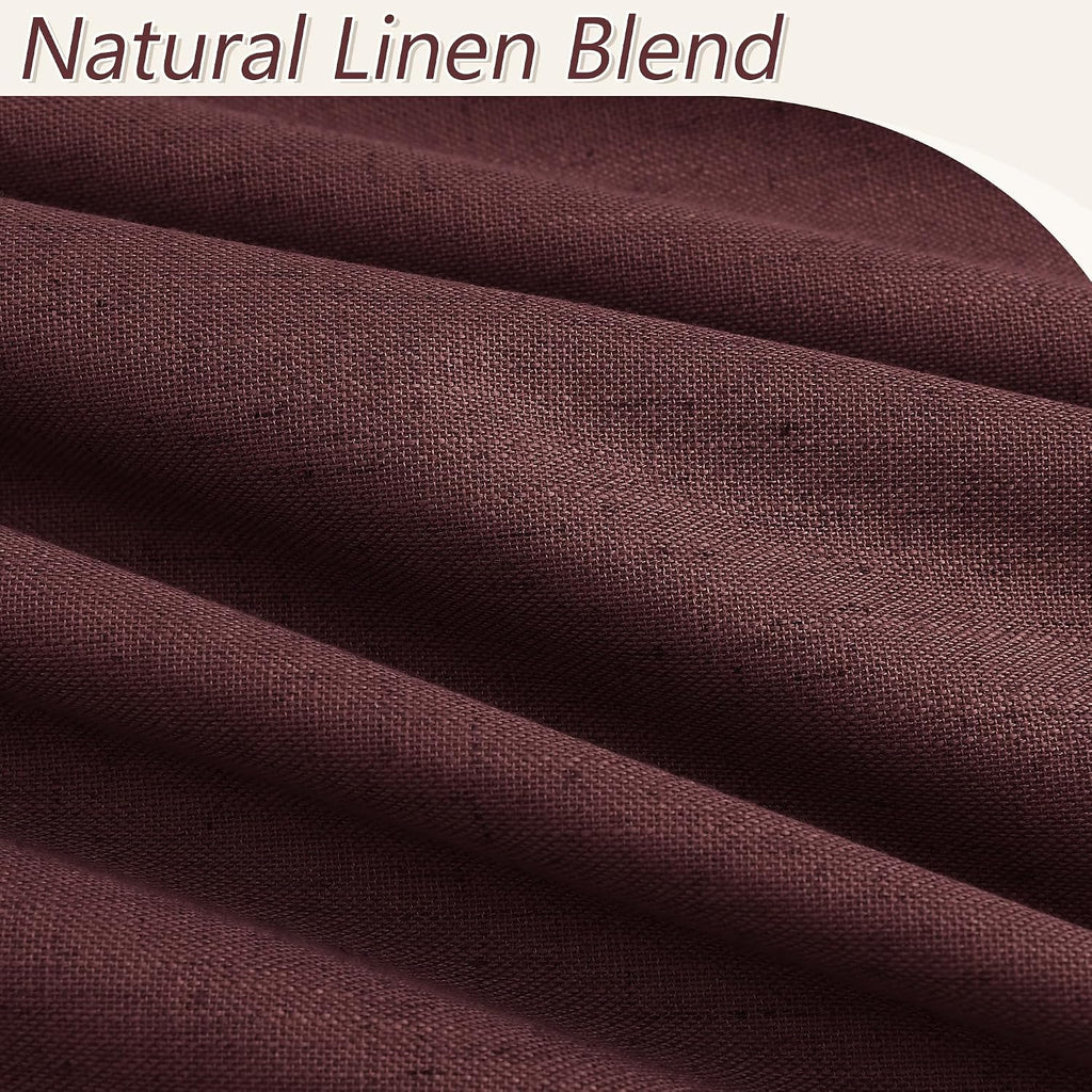 Guken Reddish Brown 100% Blackout Linen Curtains 120 Inch Length 2 Panels Set for Living Room Bedroom Back Tab/Rod Pocket Thermal Insulated…