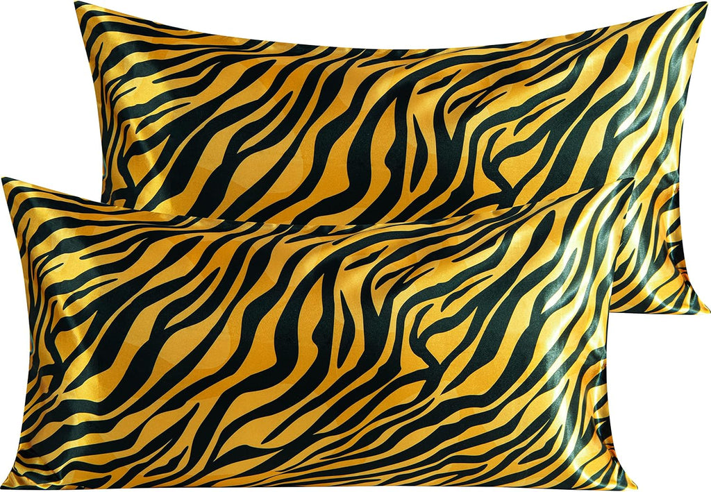 Ntbay 2 Pack Satin King Pillowcases for Hair and Skin, Luxurious and Silky Zebra Printed Pillow Cases with Envelope Closure, 20x36 Inches,…