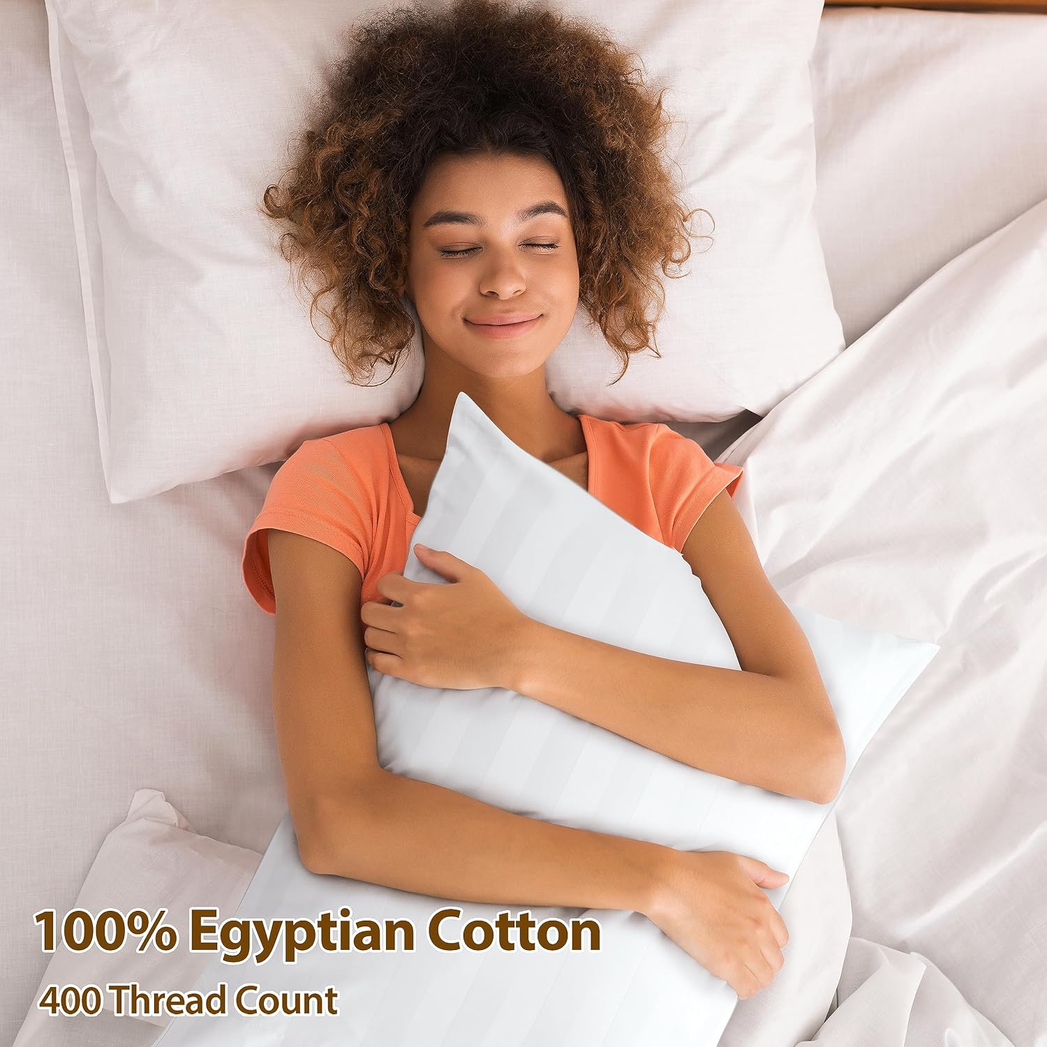 ShunjieHome 100% Egyptian Cotton Pillow Cases Set of 2, Standard Size 400 Thread Count Cooling Pillowcases, Soft and Breathable Pillow Cove…