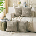 Cozoomy Set of 4 Taupe Decorative Throw Pillow Covers 18x18 Inch Corduroy Pillow Covers for Bed Couch Sofa Living Room Soft Square Cushion…