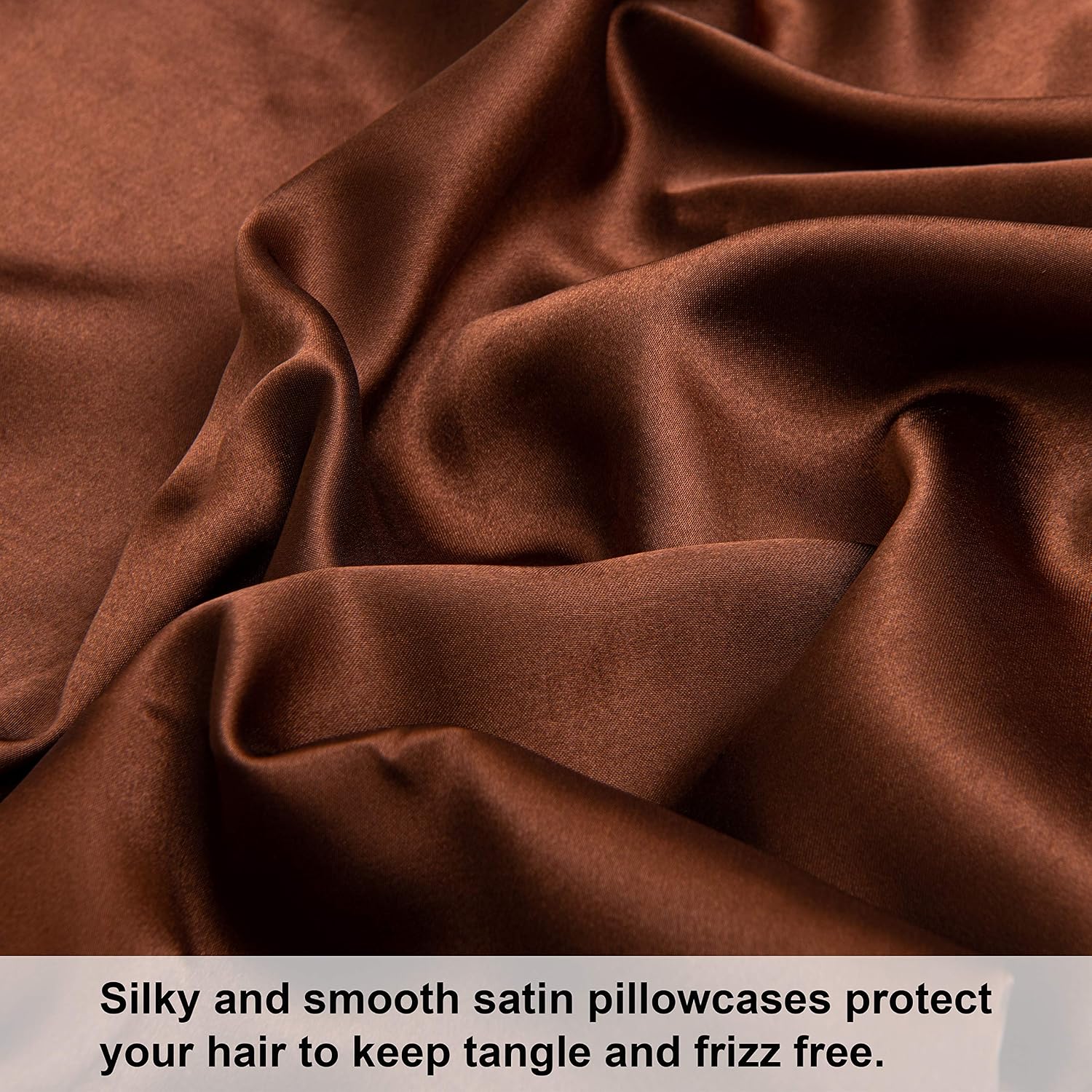 Ntbay Satin Body Pillowcase for Hair and Skin, Luxurious and Silky Pillow case with Envelope Closure, 20x54 Inches, Brown 54 Inches