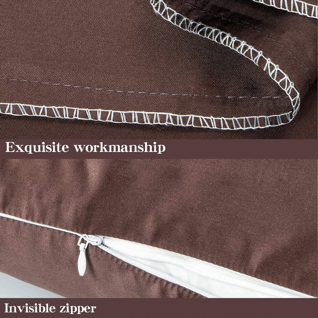 Ntbay Zippered Satin Pillow Cases for Hair and Skin, Luxury Standard Hidden Zipper Pillowcases Set of 2, 20x26 Inches, Dark Brown 26 Inches