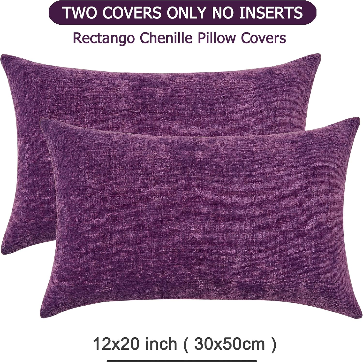 Gawamay Lumbar Pillow Decorative Rectangle Throw Pillow Covers 12"x20" Inch Set of 2, Super Soft Chenille Fall Pillowcase for Living Room B…