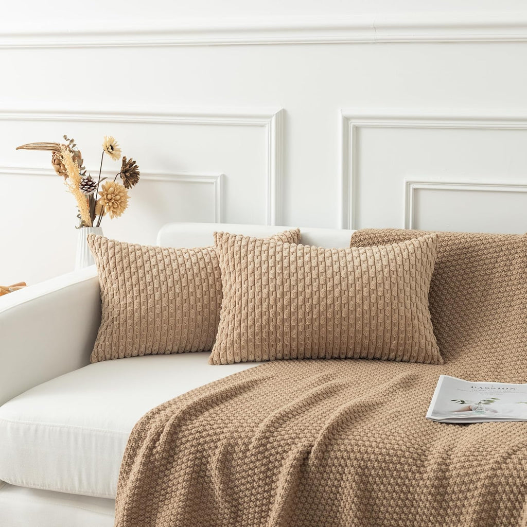 KevinTextile Kevin Textile 14x24 Inch Pillow Cover 1 Pack Boho Decorative Soft Striped Corduroy Lumbar Farmhouse Solid Color Accent Rectang…