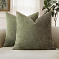 MIULEE Pack of 2 Decorative Throw Pillow Covers Soft Chenille Christmas Throw Pillows Solid Textured Cushion Covers for Spring Couch Sofa…