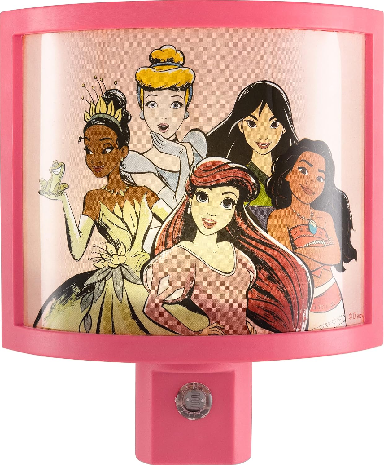 Disney Princess Wrap Shade LED Night Light, Plug-in, Dusk to Dawn, Girls Bedroom Decor, Ambient Lighting, Sleep Light, Ideal for Nursery…