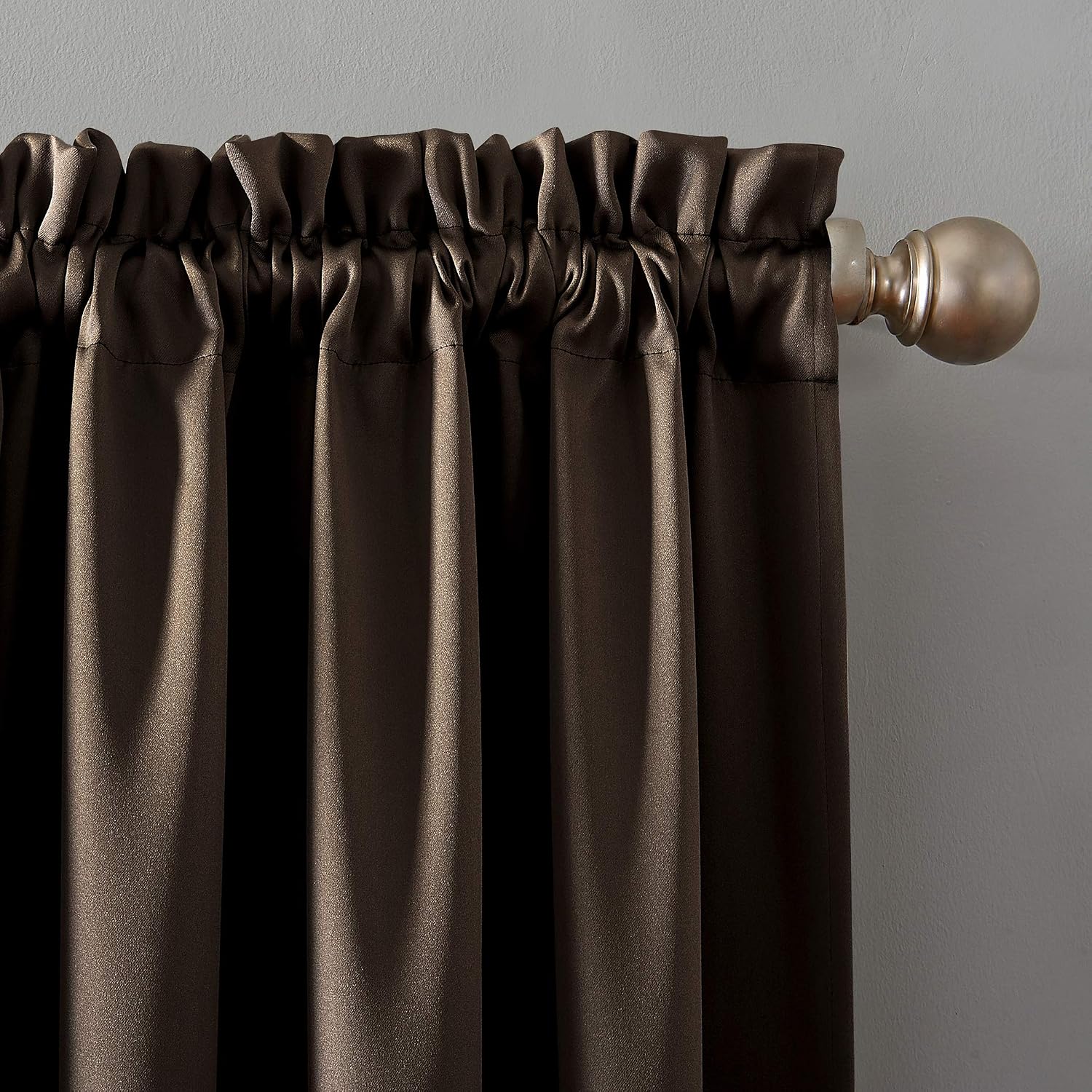 Sun Zero Oslo Theater Grade Extreme Total Blackout Rod Pocket Curtain Panel, 52" x 63", Cocoa