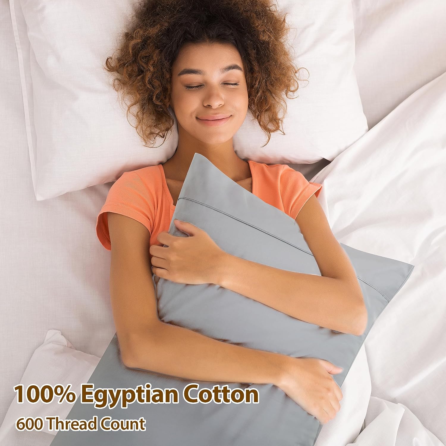 ShunjieHome 100% Egyptian Cotton Pillow Cases Set of 2, King Size 400 Thread Count Cooling Pillowcases, Soft and Breathable Pillow Covers wit…