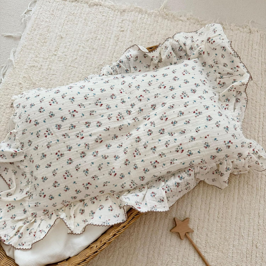 BuLuTu Cute Floral Print Pillowcases for Toddler Girls Boys, 14"x20", 1 pc, 2 Layers Muslin Cotton Pillow Cases for Crib Toddler Bed…