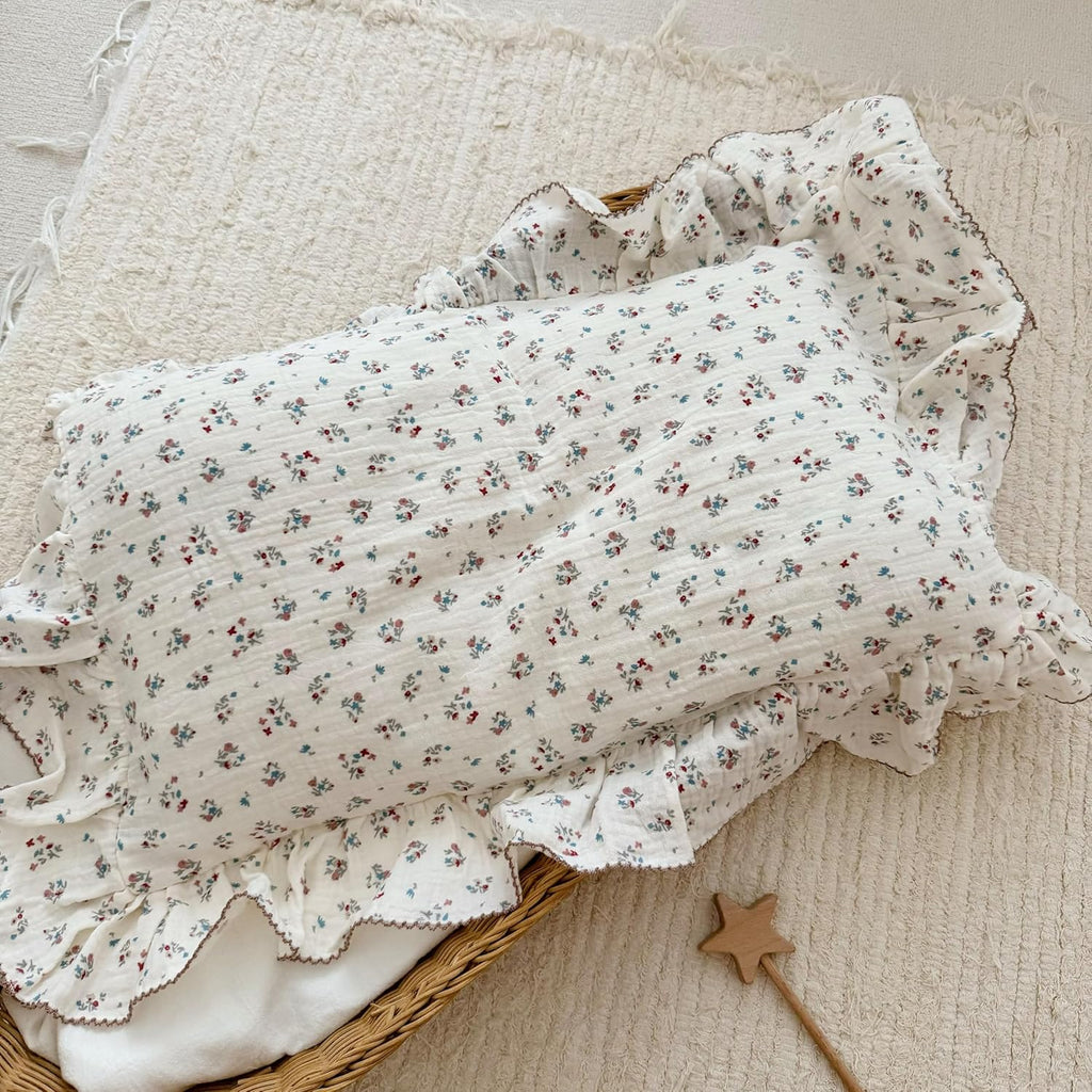 BuLuTu Girls Boys Kids Pillowcase Standard Size, Floral Pattern, 20"x26", 1 pc, Soft Breathable Muslin Cotton Toddler Bed Pillow Cases…