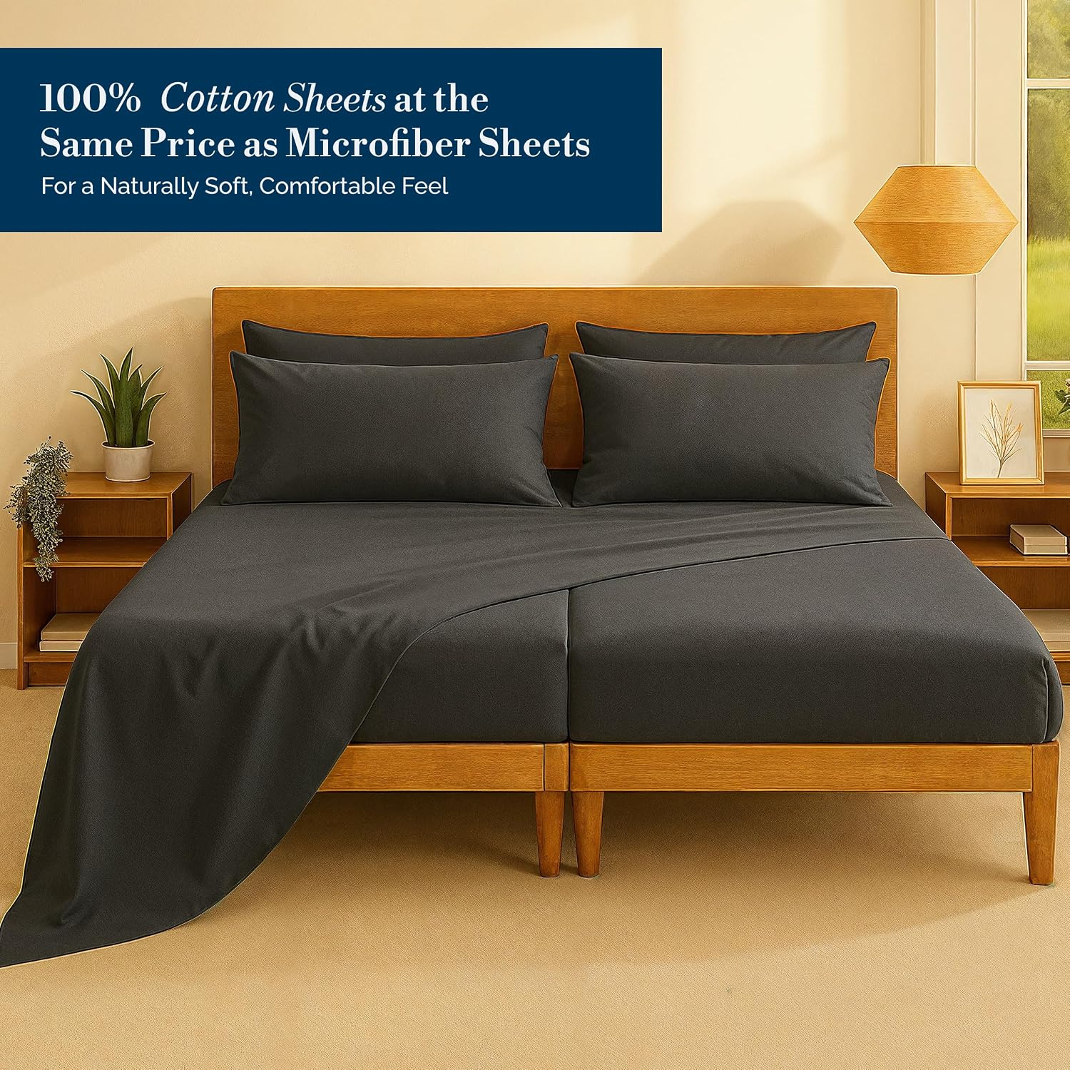 Casa Platino Split King Sized Sheets – 7 Piece Split King Size Sheets Set, Soft & Breathable, with 15 Inch Deep Pocket Fitted Sheet…