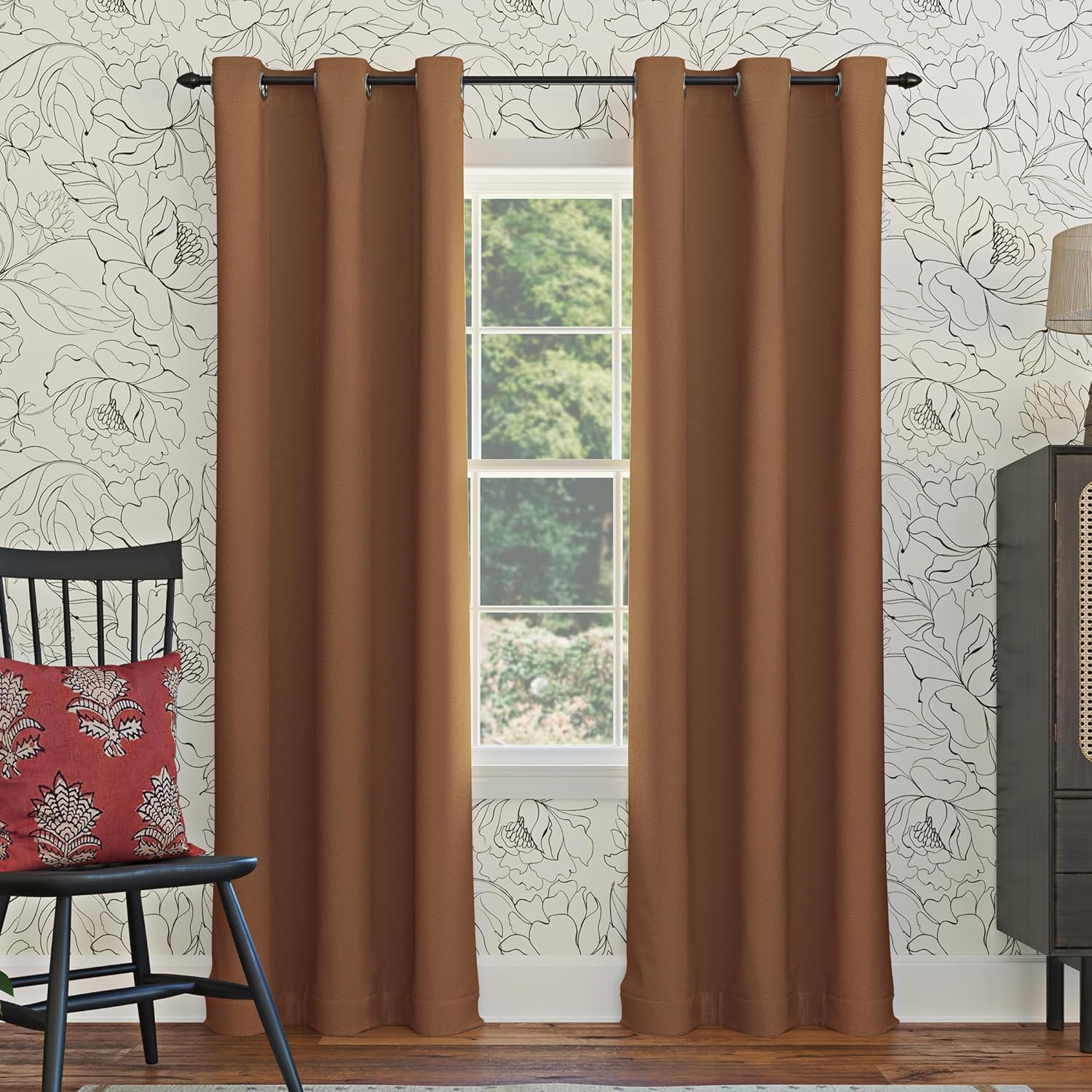 Sun Zero Easton Energy Saving Blackout Grommet Curtain Panel, Sunbaked Brown, 40" W x 84" L (1 Panel)