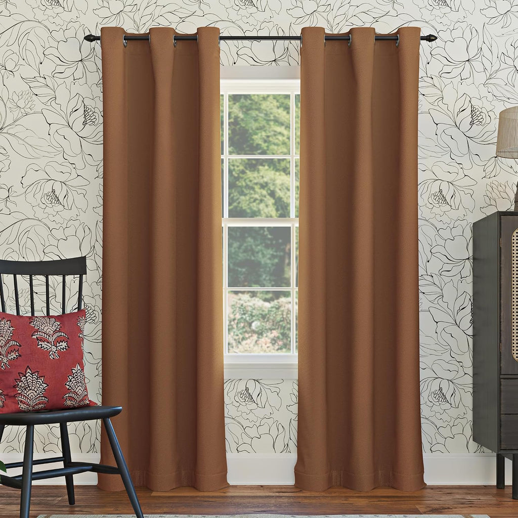 Sun Zero Easton Energy Saving Blackout Grommet Curtain Panel, Sunbaked Brown, 40" W x 95" L (1 Panel)